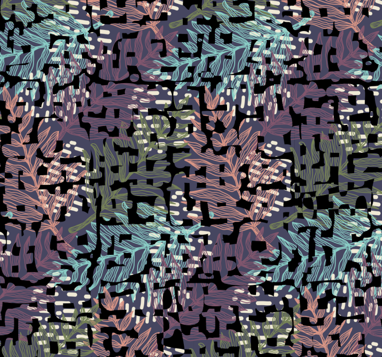 Digital Foliage Pattern leaves wallpaper - TenStickers