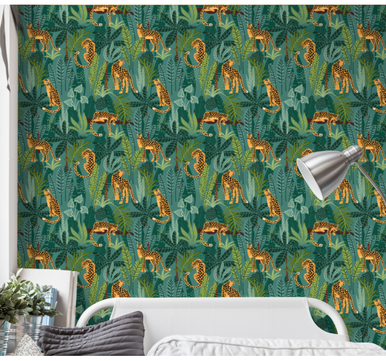 Leopard in the Jungle bedroom wallpaper - TenStickers