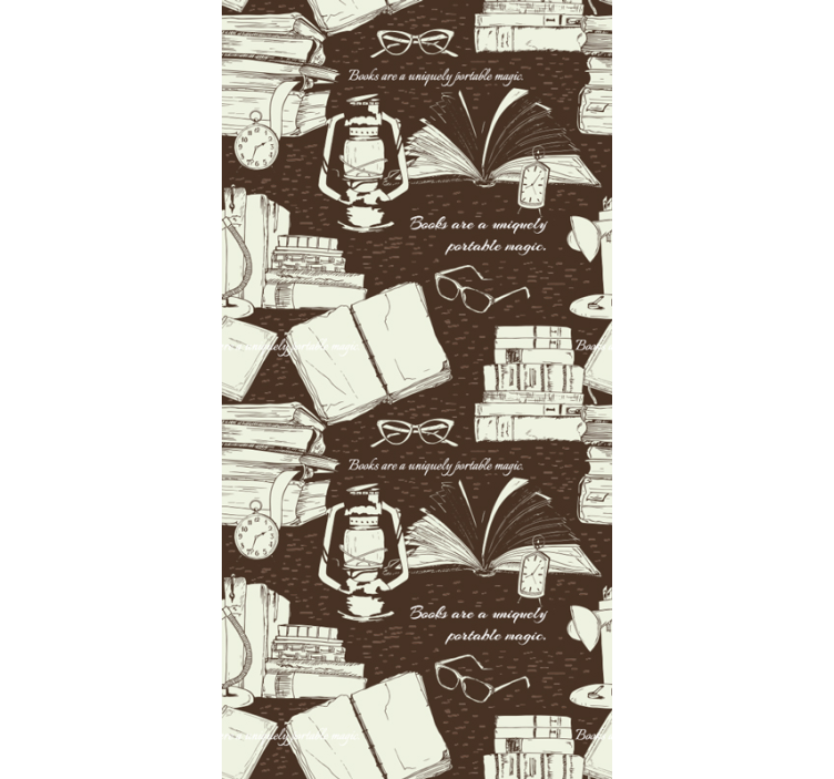 Books and Timepieces lettering wallpaper - TenStickers