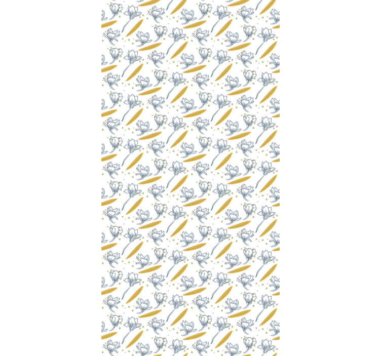 Leaves wallpaper with floating flowers and leaves - TenStickers