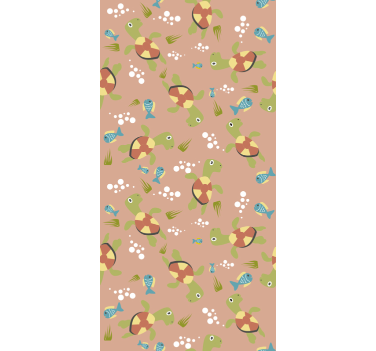 Fishes wallpaper with fishes and turtles pattern - TenStickers
