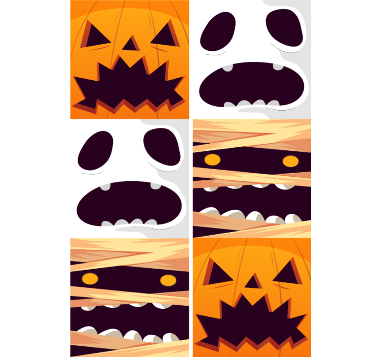 Frightening Faces cute halloween wallpaper - TenStickers