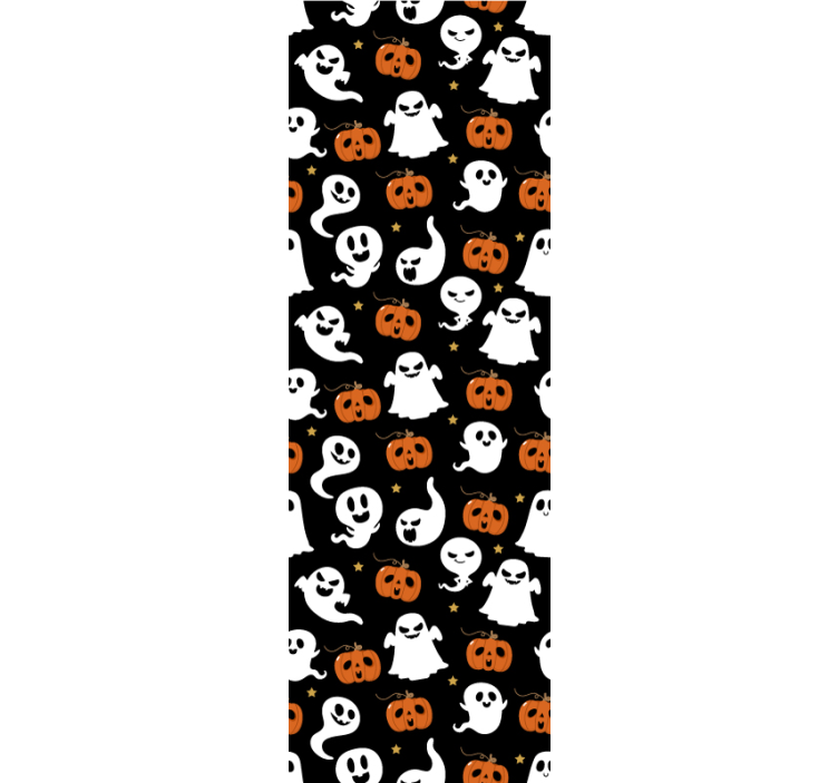 Ghostly Pumpkin Pattern cute halloween wallpaper - TenStickers