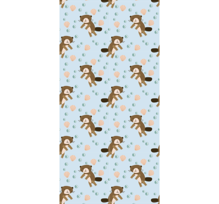 Baby beavers pattern animals wallpaper - TenStickers