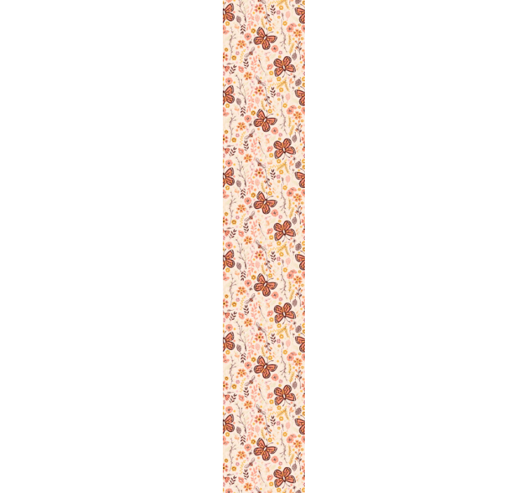 Pink flowers butterflies wallpaper - TenStickers