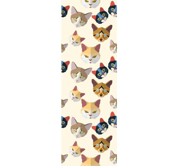 Geometric illustrated funny faces of cat wallpaper - TenStickers