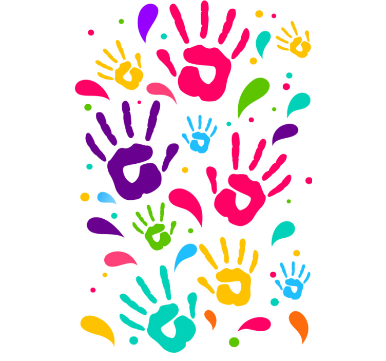 Colorful Handprints children's wallpaper - TenStickers
