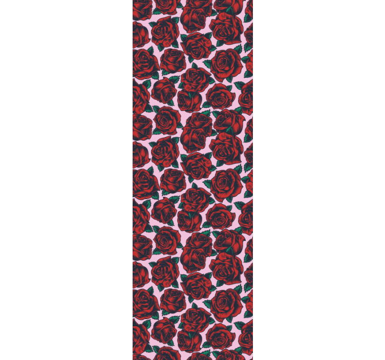 Red Rose Pattern flowers wallpaper - TenStickers