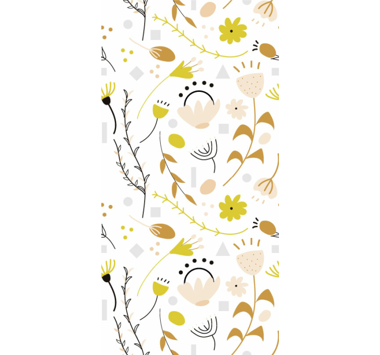 Hand drawn Flowers and Dots flower wallpaper - TenStickers