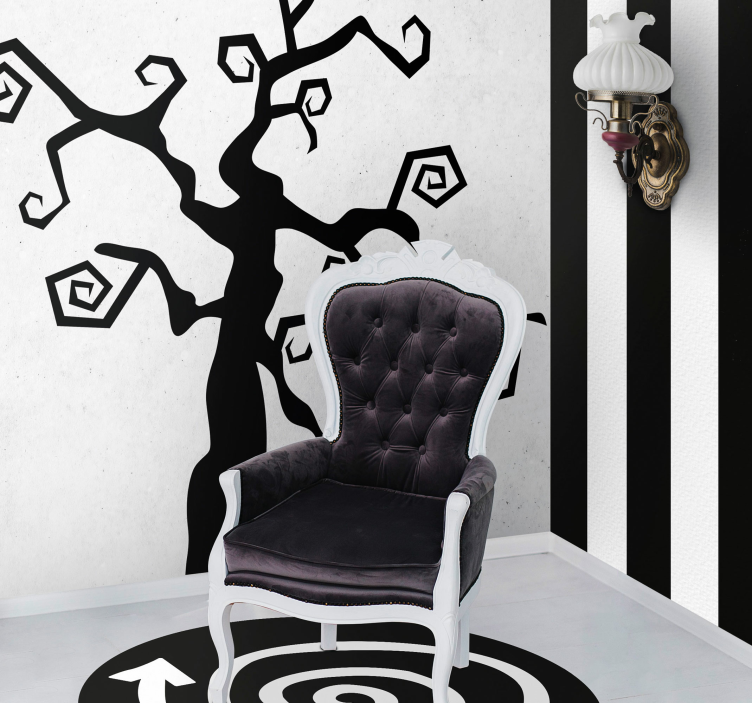 Stripe wallpaper Black and white striped living room - TenStickers