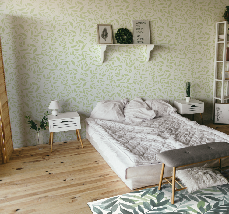 Delicate Leaf Imprint leaves wallpaper - TenStickers