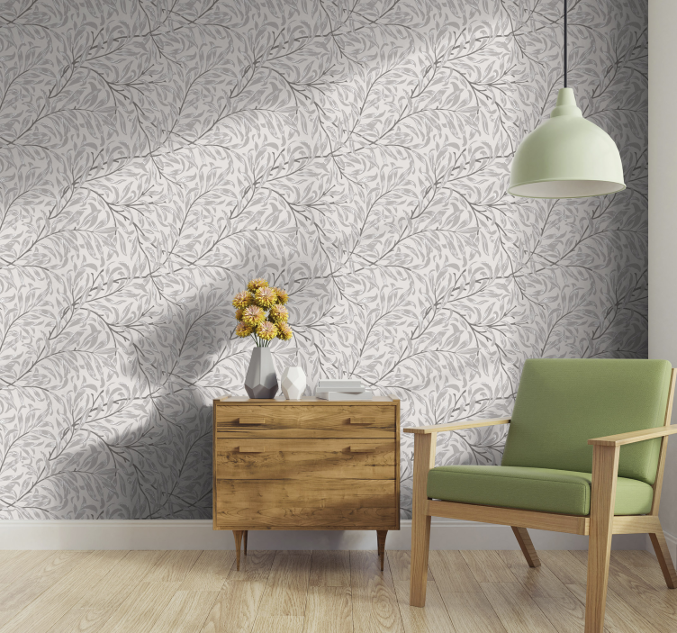 White wallpaper scale floral pattern - TenStickers