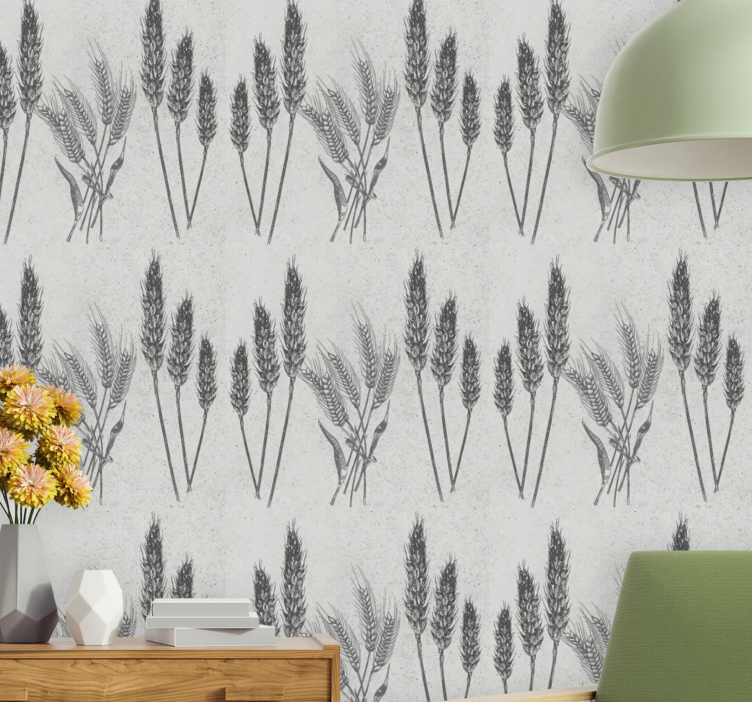 Elegant wheat stalks rustic wallpaper - TenStickers