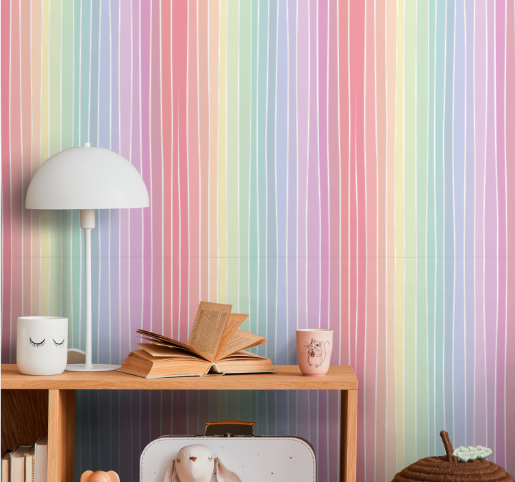 Pastel Striped Motif geometric wallpaper - TenStickers