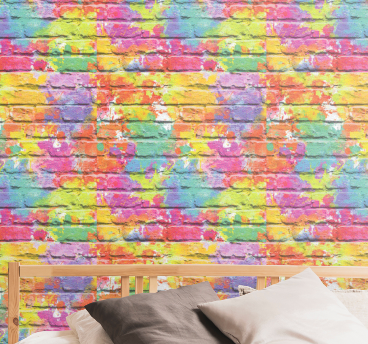 Colorful Brick Aesthetic bricks wallpaper - TenStickers