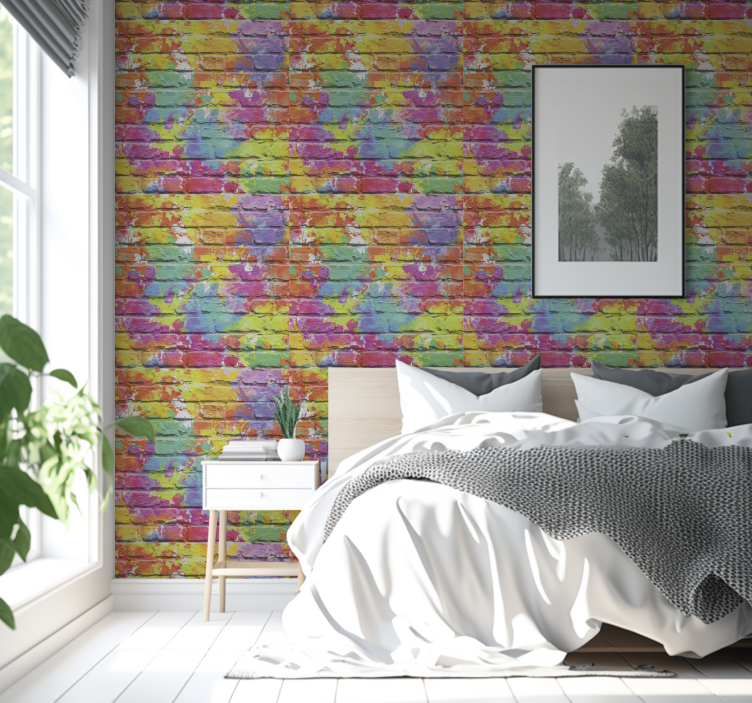 Colorful Brick Aesthetic bricks wallpaper - TenStickers