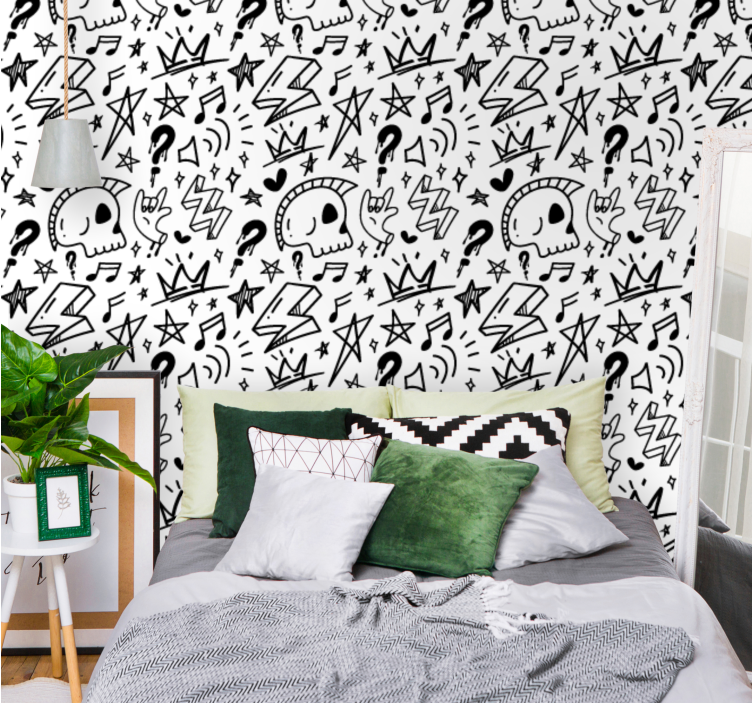 Stylized Graphic Shapes teenage bedroom wallpaper - TenStickers