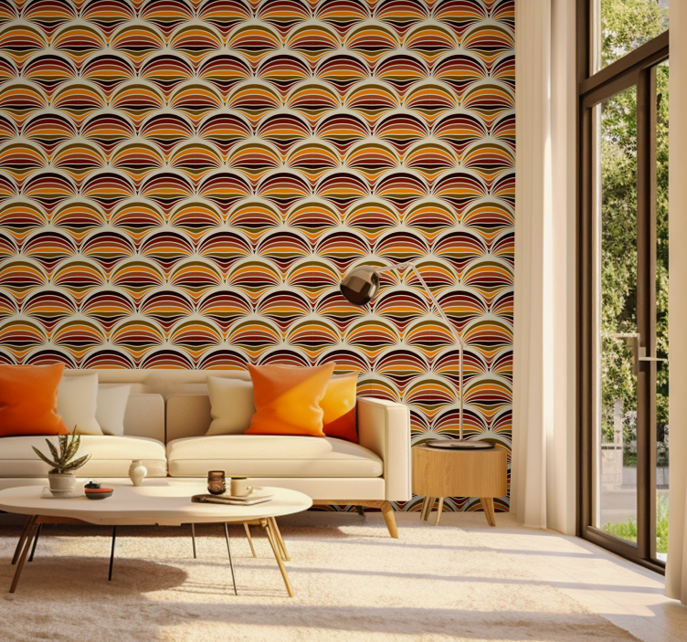 Retro wallpaper curved line design - TenStickers