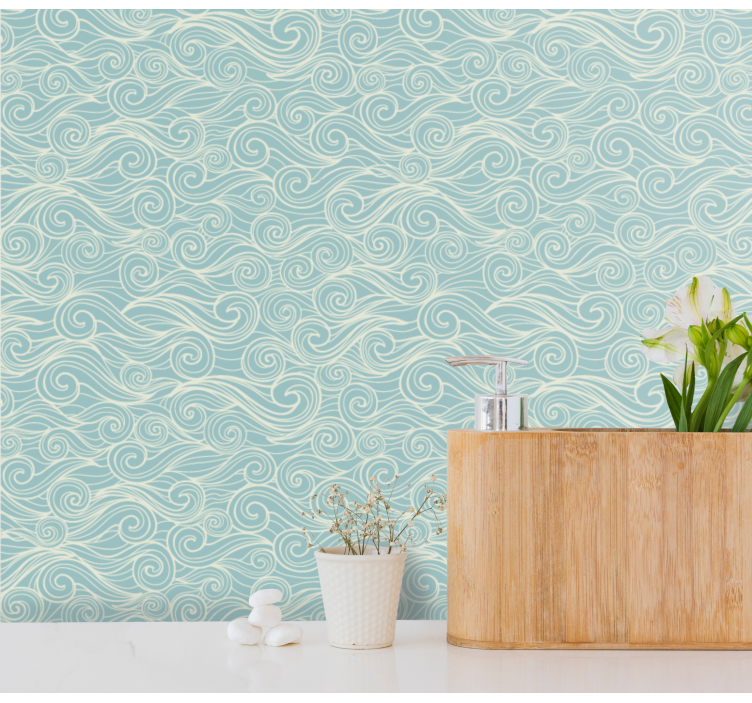 wave drawing pattern Bathroom wallpaper - TenStickers