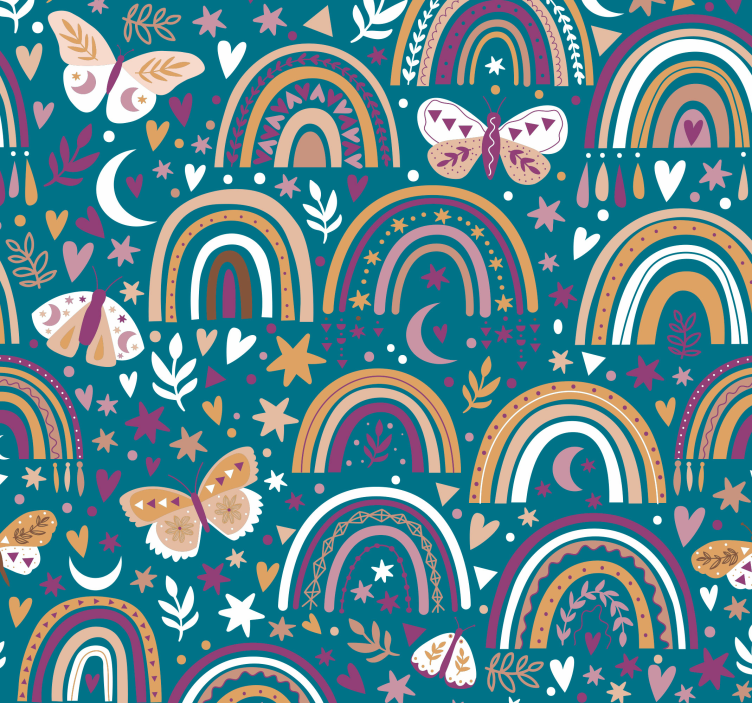 Bohemian Rainbow Motif children's wallpaper - TenStickers
