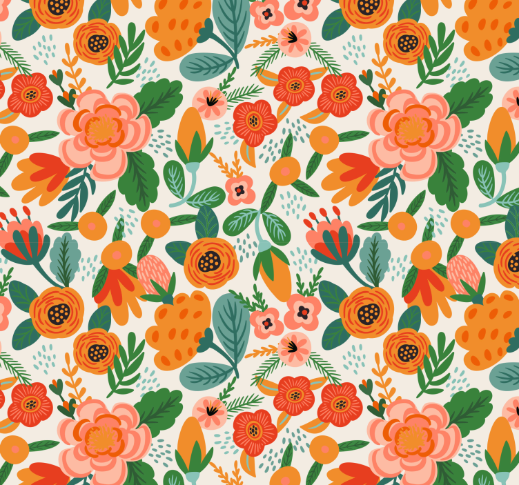 Floral Illustration flowers wallpaper - TenStickers