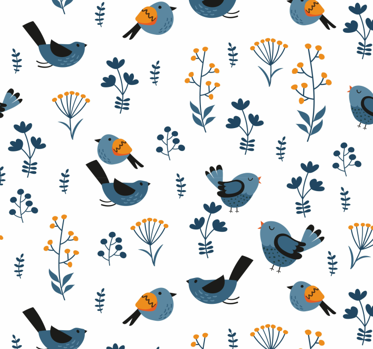 Bird Motif Accent birds in wallpaper - TenStickers