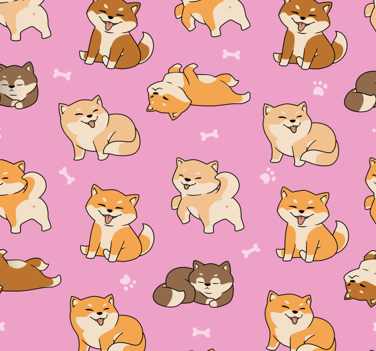 Playful Shiba Inus dog wallpaper - TenStickers