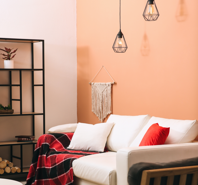 Peach fuzz living room wallpaper - TenStickers