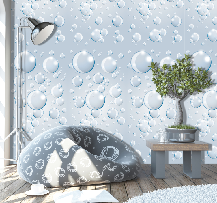 Spherical Bubbles Motif Bathroom wallpaper - TenStickers