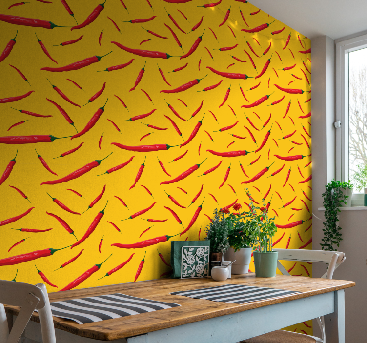Chili pepper pattern kitchen wallpaper - TenStickers