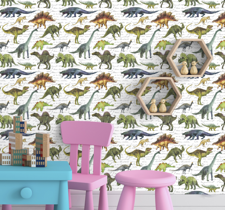 realistic dinosaurs Childrens Wallpaper - TenStickers