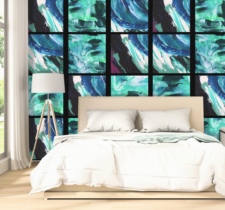 Abstract Blue Patterns Wallpaper - TenStickers