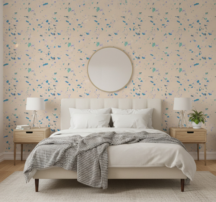 Abstract geometric design wall paper in bedroom - TenStickers