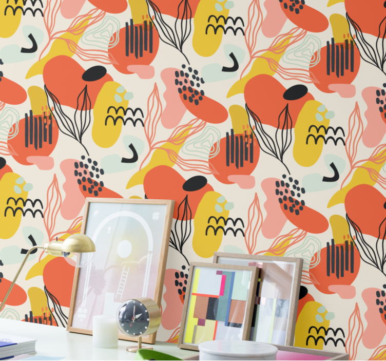 Abstract Organic Shapes art wallpaper - TenStickers