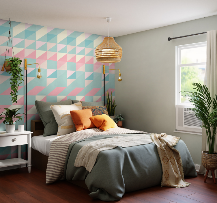 Abstract Pastel Triangles geometric wallpaper - TenStickers