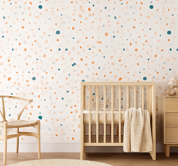 Abstract wallpaper in teal and terracotta speckle - TenStickers