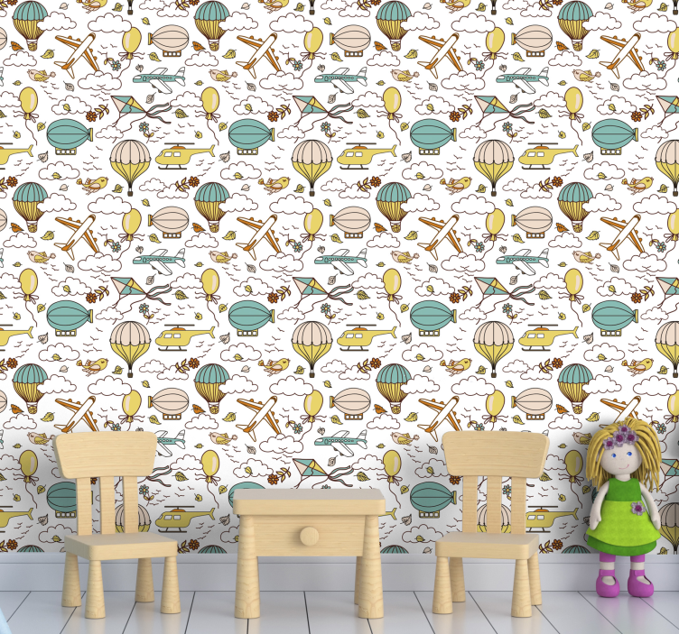 Airballoon Adventure children's wallpaper - TenStickers
