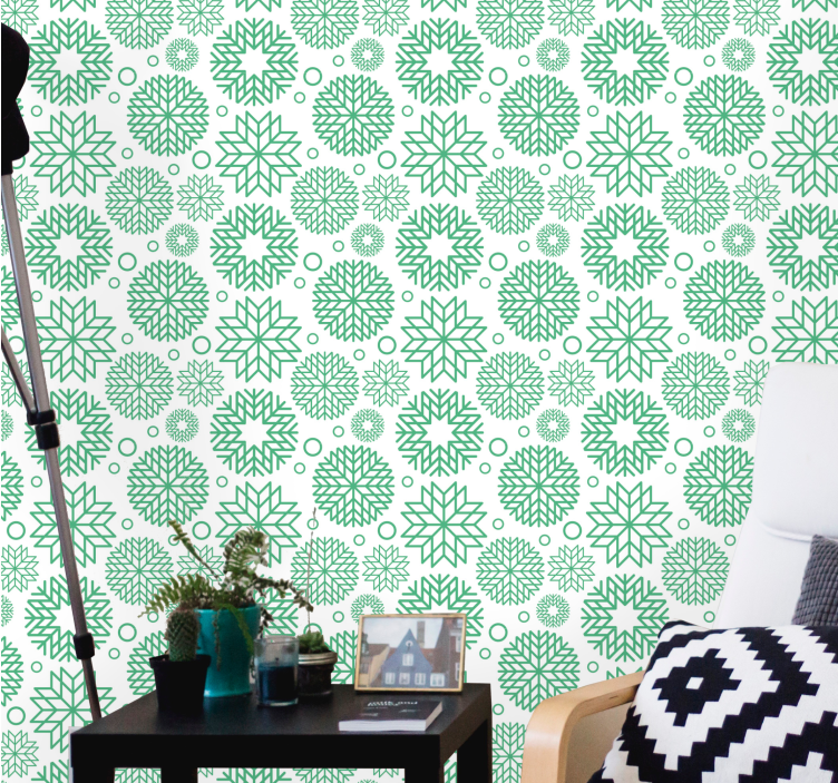 Geometric Blooms geometric wallpaper - TenStickers