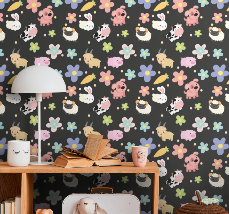 Animal pattern fun animal wallpaper - TenStickers