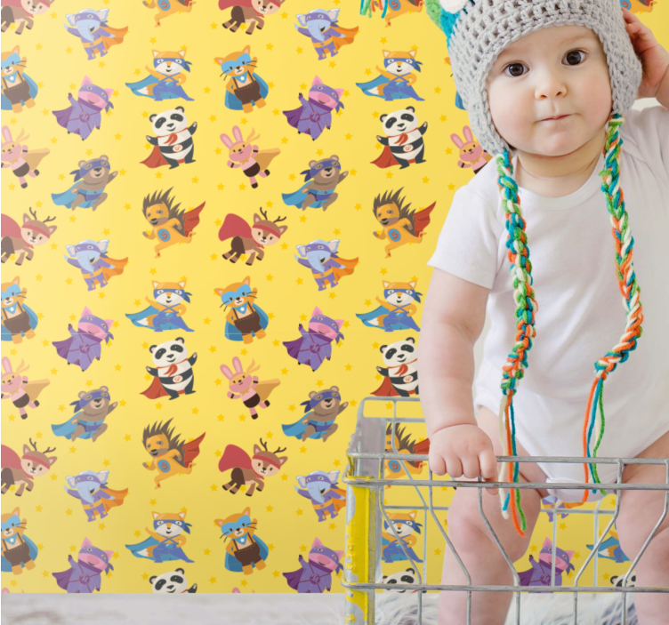 Animal wallpaper with superhero characters - TenStickers