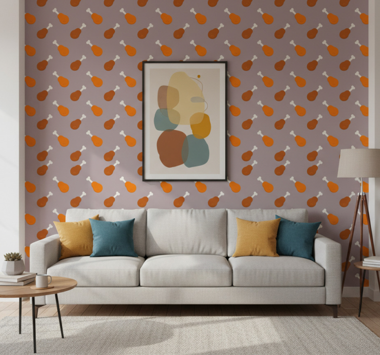 Animals wallpaper chicken leg seamless pattern - TenStickers