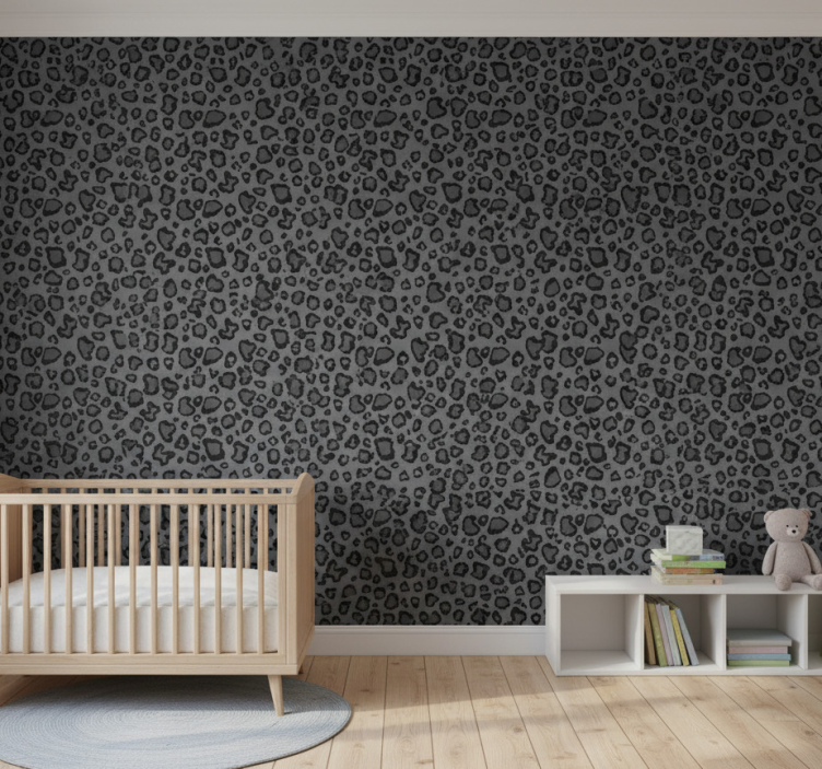 Animals wallpaper dark gray and black leopard pattern - TenStickers