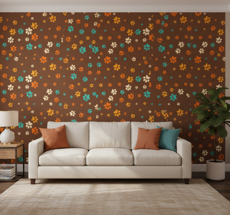 Animals wallpaper dog paw print - TenStickers
