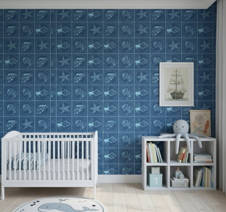 Animals wallpaper featuring decorative sea life - TenStickers
