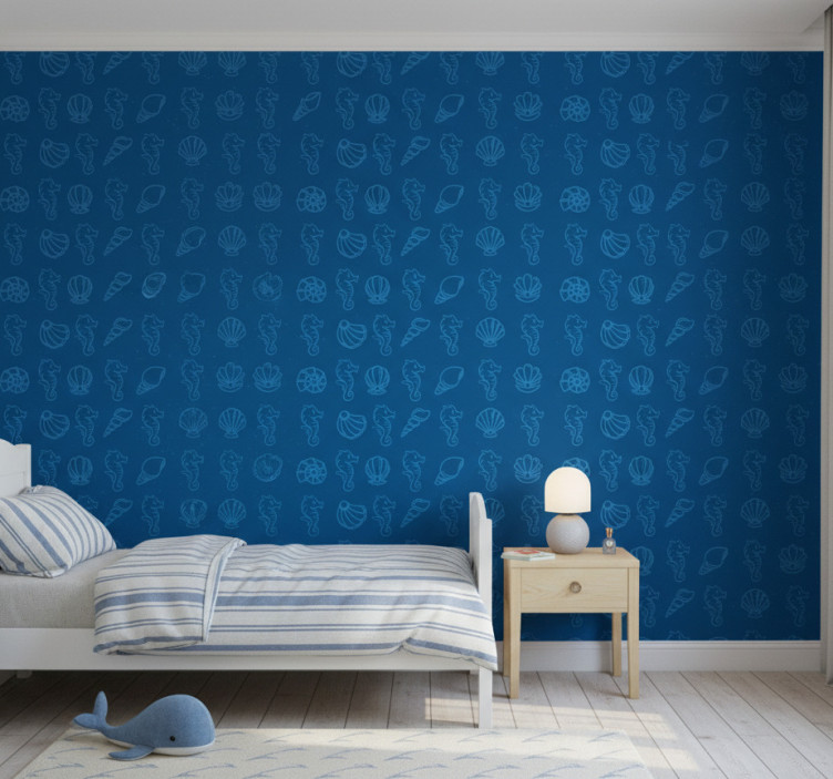 Animals wallpaper featuring shells and sea horses - TenStickers