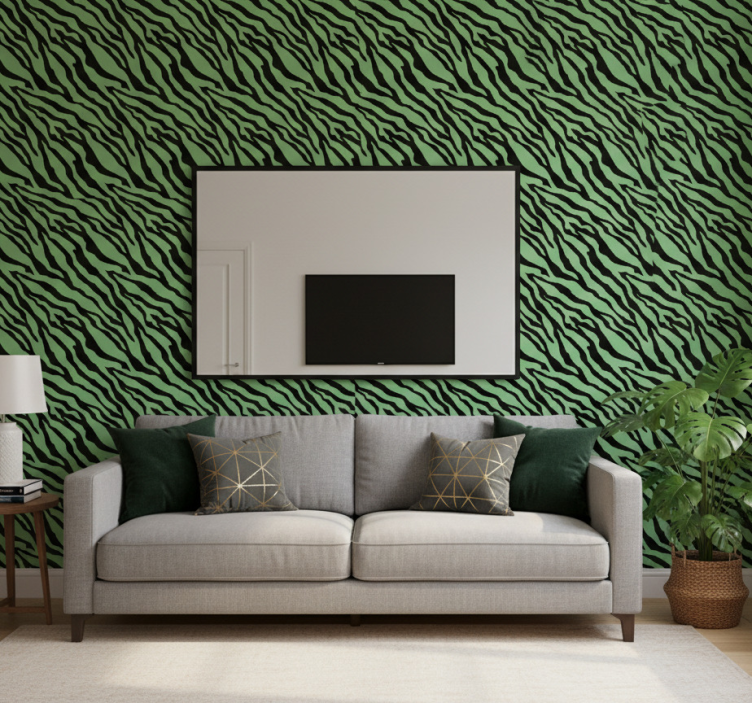 Animals wallpaper green zebra design - TenStickers