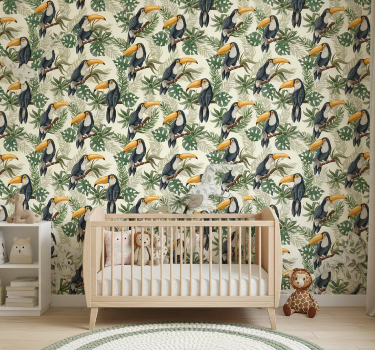 Animals wallpaper jungle toucans design - TenStickers