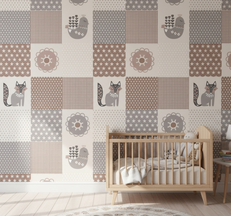 Animals wallpaper nordic animals and tiles - TenStickers