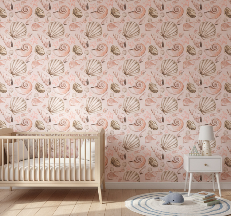 Animals wallpaper pastel seashells design - TenStickers