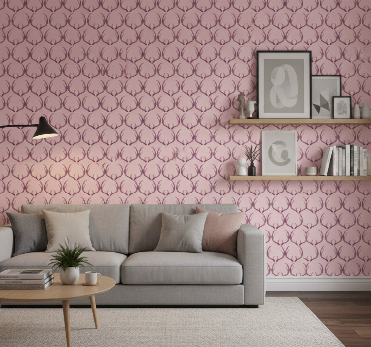 Animals wallpaper pink stag antlers - TenStickers